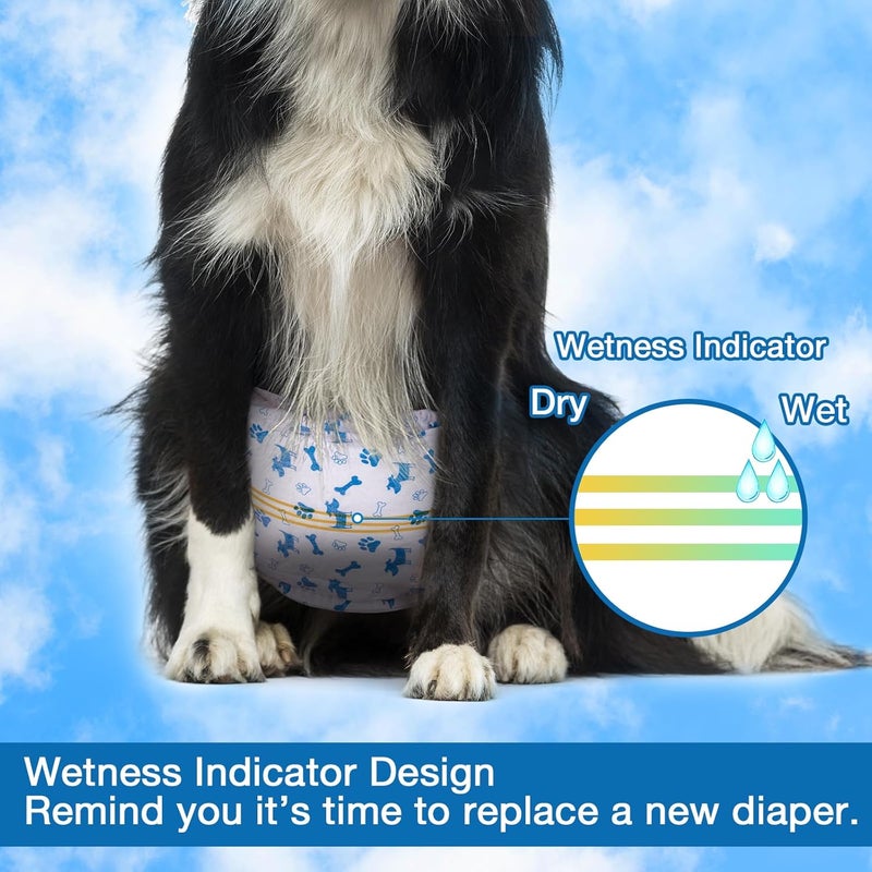 Pet Soft Male Dog Diapers - Disposable Male Dog Wraps Wetness Indicator, Puppy Diapers Male for Excitable Urination or Incontinence, 20pcs Medium - Image 4